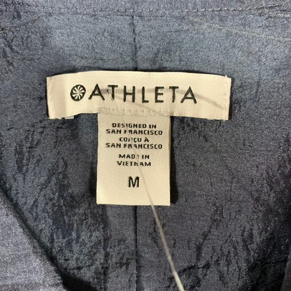 Athleta Top Womens Medium Gray Snap Button Up Long Sleeve Oversized Shacket New - Picture 2 of 13